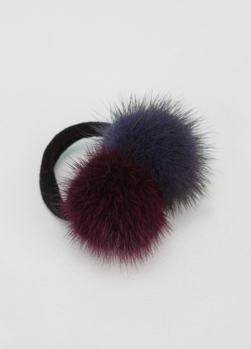 Cutie mink hairband [Navy &amp; Burgundy]